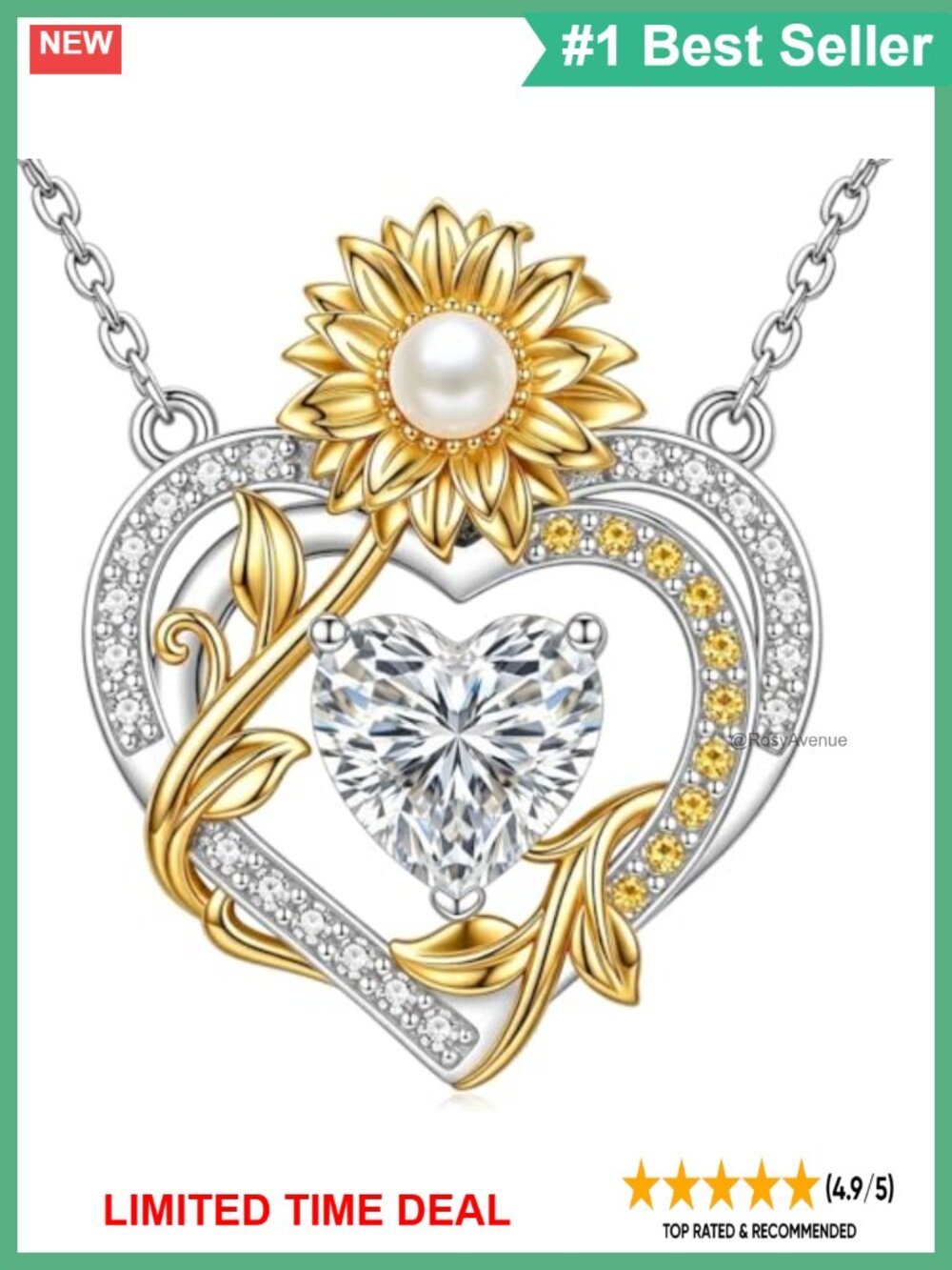 Sterling Silver Sunflower Pendant Necklace for Women Lobster Clasp Jewelry Gift